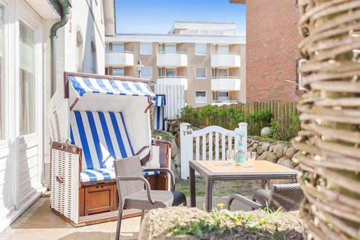 Appartement-Vermietung Bals - Weißes Haus am Meer - Steinmannstraße 33 | 3 Käpt'n Morgan | Sylt | Westerland, 2-Zimmer-EG-Wohnung für 2 Personen mit 1 Schlafzimmer, 1 Badezimmer, ca. 41 m2