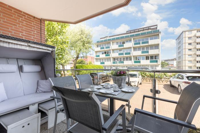 Appartement-Vermietung Bals - Haus Atrium - Steinmannstraße 16 | Wohnung 6 | Sylt | Westerland, 3-Zimmer-EG-Wohnung  | Maisonette für 4 Personen mit 2 Schlafzimmer, 1 Badezimmer, Gäste WC, ca. 70 m2