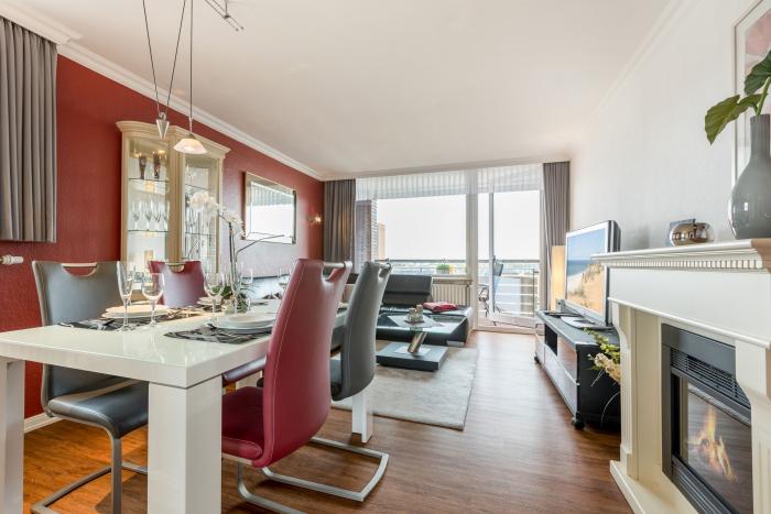 Appartement-Vermietung Bals - Haus Eidum - Elisabethstraße 14 | Wohnung 301 | Sylt | Westerland, 3-Zimmer-Wohnung im 3. OG für 4 Personen mit 2 Schlafzimmer, 1 Badezimmer, Gäste WC, ca. 80 m2, Garage, Fahrstuhl im Haus