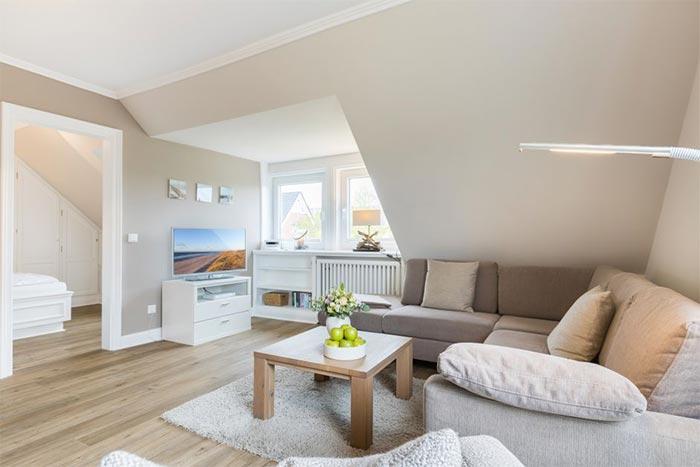 Appartement-Vermietung Bals - Hansen Hüs - Heideweg 20 | Wohnung 2 | Sylt | Westerland, 3-Zimmer-OG-Wohnung  | Maisonette für 4 Personen mit 2 Schlafzimmer, 3 Badezimmer, ca. 90 m2