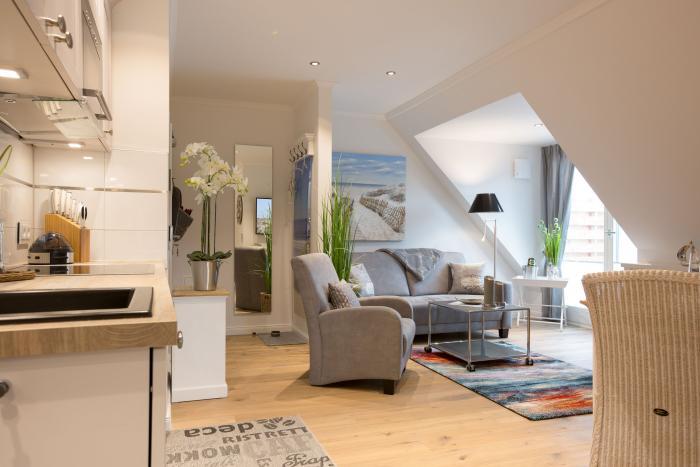 Appartement-Vermietung Bals -  - Lorens-De-Hahn-Straße 34 | B13 Strandliebe | Sylt | Westerland, 2-Zimmer-OG-Wohnung für 2 Personen mit 1 Schlafzimmer, 1 Badezimmer, ca. 45 m2