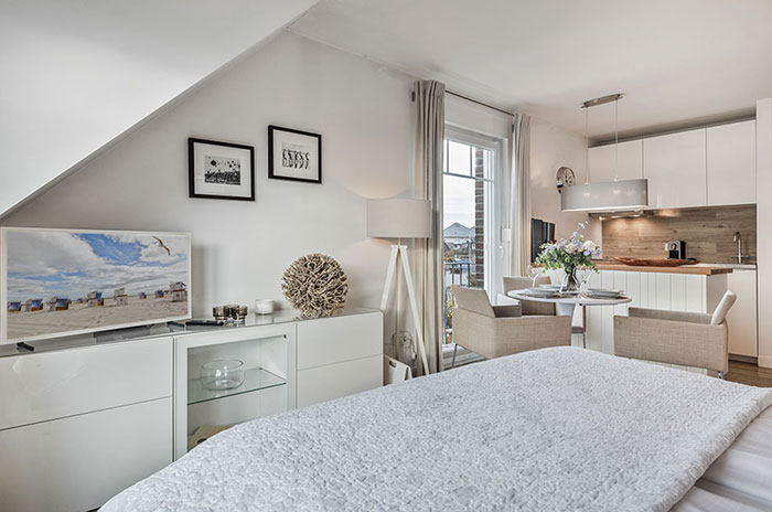 Appartement-Vermietung Bals -  - Kolberger Straße 22 | Wohnung 8 | Sylt | Westerland,  | Maisonette für 2 Personen, 1 Wohn-/Schlafzimmer, 1 Badezimmer, ca. 44 m2