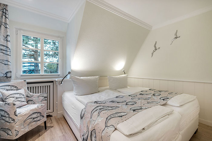 Appartement-Vermietung Bals - Wohnpark Friesenhain - Kollundweg 27b | Sylt | Westerland, 3-Zimmer-OG-Wohnung  | Maisonette für 4 Personen mit 2 Schlafzimmer, 1 Badezimmer, ca. 60 m2